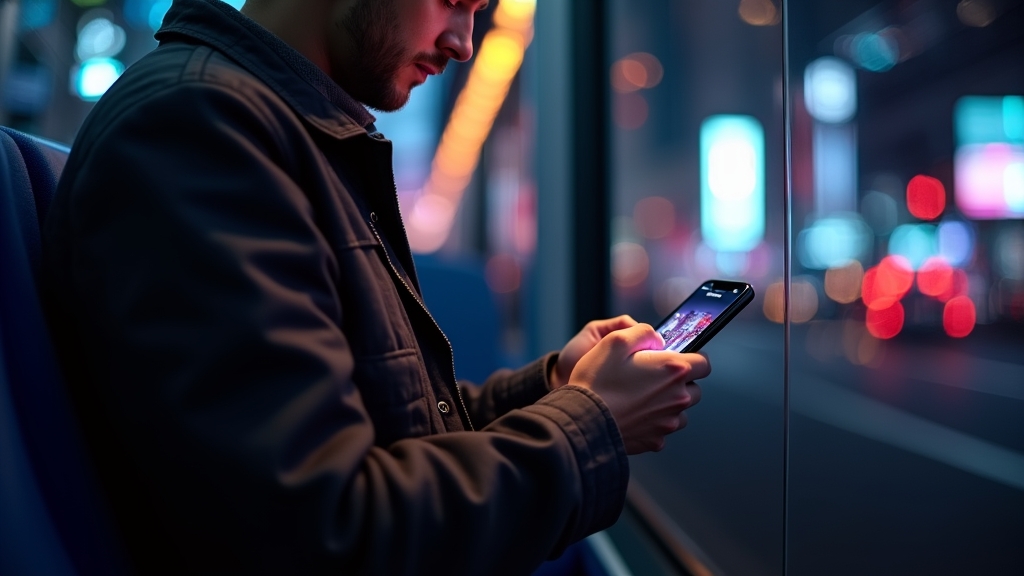 Nutzer prüft die Casino-App unterwegs auf dem Smartphone